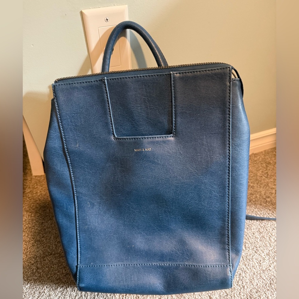 Matt & Nat Navy Vegan Leather Backpack